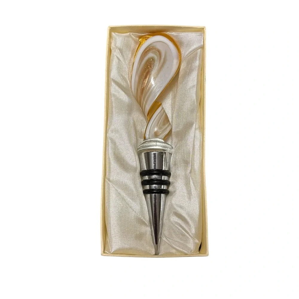 BEAUTIFUL Wine lovers ~ Gold & Glitter Swirl~ Glass‎ Wine Bottle Cork Stopper